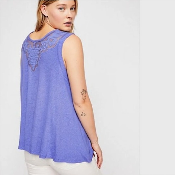 FREE PEOPLE Meant To Be Lilac Top Pit-Pit 20”Neck-Hem 22” - Picture 3 of 6